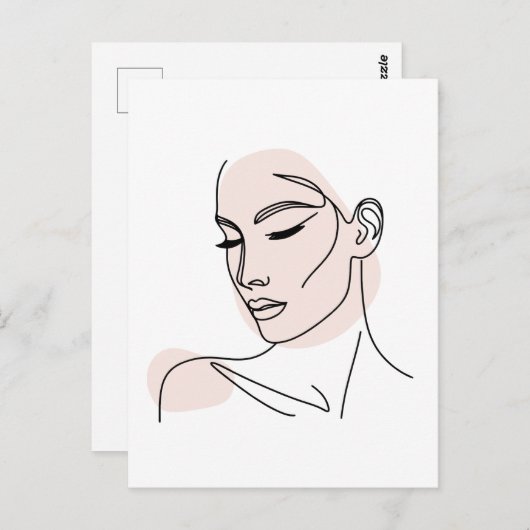 Eine Zeile Frauengesicht Zeichne No2 Postkarte (Vorne/Hinten)