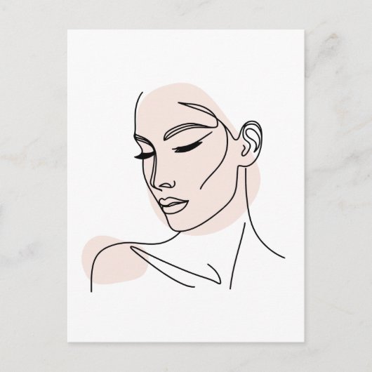 Eine Zeile Frauengesicht Zeichne No2 Postkarte (Vorderseite)