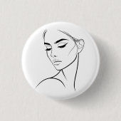 Eine Zeile Frauengesicht Zeichne Nr. 3 Button (Vorderseite)