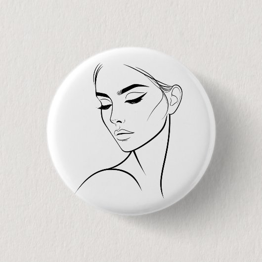 Eine Zeile Frauengesicht Zeichne Nr. 3 Button (Vorderseite)