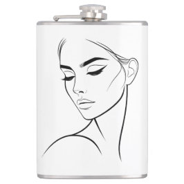 Eine Zeile Frauengesicht Zeichne Nr. 3 Flachmann