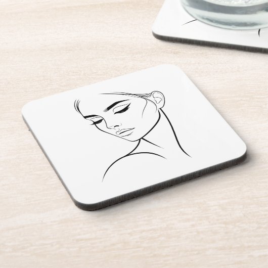 Eine Zeile Frauengesicht Zeichne Nr. 3 Getränkeuntersetzer (Linke Seite)