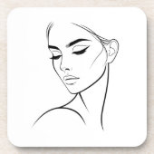 Eine Zeile Frauengesicht Zeichne Nr. 3 Getränkeuntersetzer (Vorderseite)