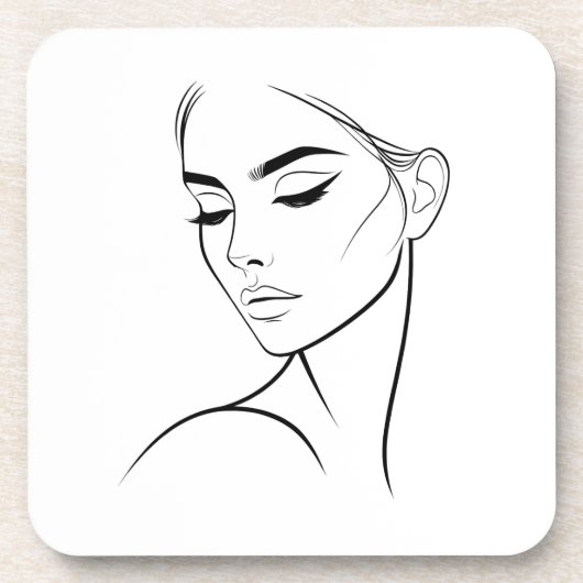 Eine Zeile Frauengesicht Zeichne Nr. 3 Getränkeuntersetzer (Vorderseite)
