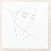 Eine Zeile Frauengesicht Zeichne Nr. 3 Glasuntersetzer (Rückseite)