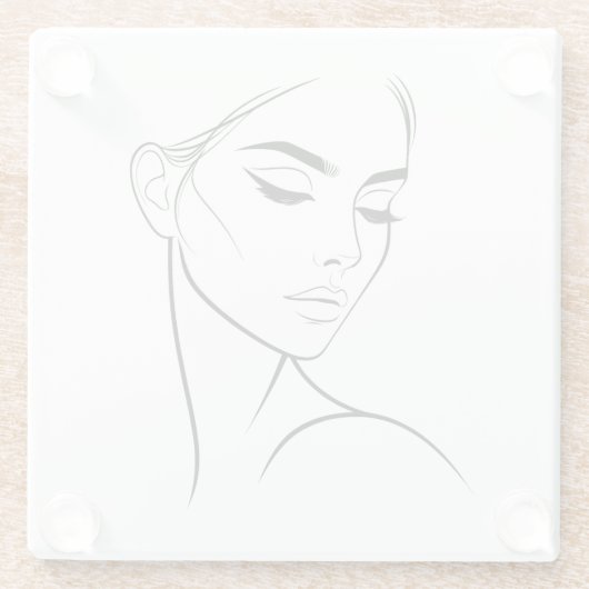 Eine Zeile Frauengesicht Zeichne Nr. 3 Glasuntersetzer (Rückseite)