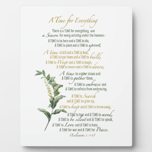 Eine Zeit für alles - Ekclesiastes 3:1-8 Fotoplatte (Vorderseite)