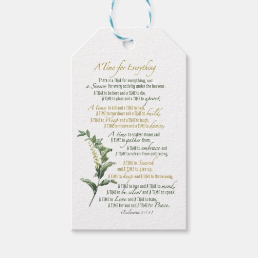 Eine Zeit für alles - Ekclesiastes 3:1-8 Geschenkanhänger (Vorderseite)