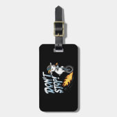 Eine Ziege, die ein Einrad fährt Gepäckanhänger (Vorderseite vertikal)