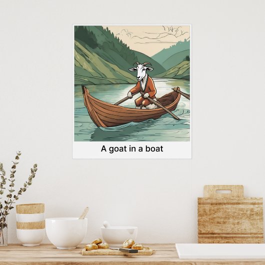 Eine Ziege in einem Boot - Drucken Poster (Küche)