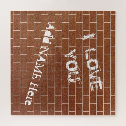 Eine Ziegelmauer - ich Liebe Sie - Ihren Namen / T Puzzle (Horizontal)