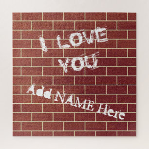 Eine Ziegelmauer - ich Liebe Sie - Ihren Namen / T Puzzle