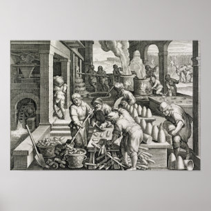 Eine Zuckerraffinerie und die Produktion des Poster