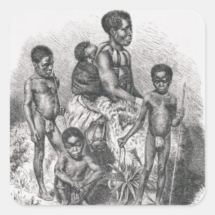 Eine Zulu-Familie aus der Geschichte der Menschhei Quadratischer Aufkleber