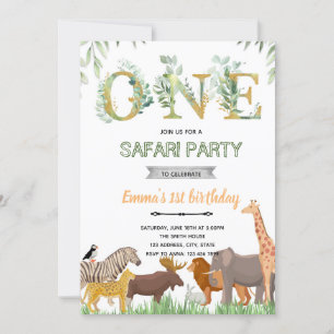 EINEgrüne Zoo-Party-Themen-Einladung Einladung