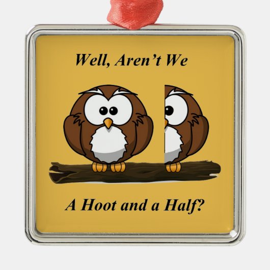 Eineinhalb Hoot Ornament Aus Metall (Vorne)