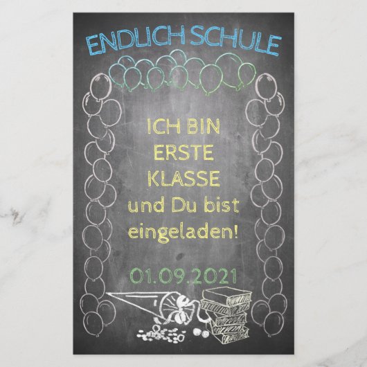 Einelkarte zur Einschulung (Vorderseite)