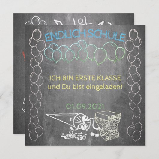 Einelkarte zur Einschulung (Vorne/Hinten)