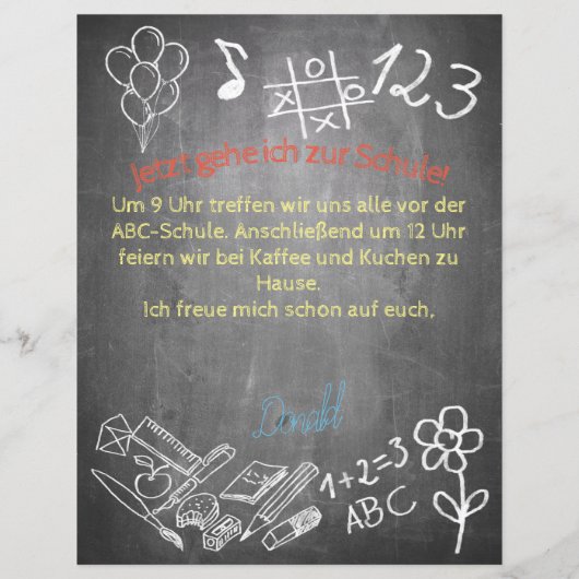 Einelkarte zur Einschulung (Rückseite)