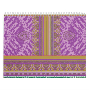 einem Kreuzstich mit lila und gelber b Kalender