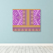 einem Kreuzstich mit lila und gelber b Leinwanddruck (Insitu (Holzboden))