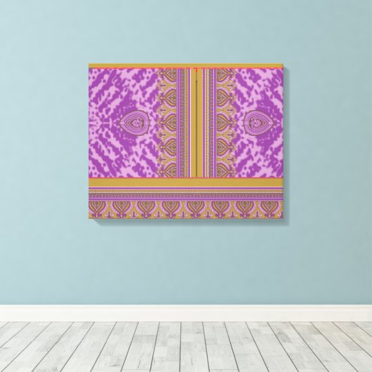 einem Kreuzstich mit lila und gelber b Leinwanddruck (Insitu (Holzboden))