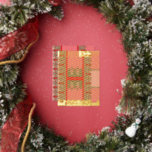 einem Kreuzstich mit roter Grenze Folien Feiertagspostkarte