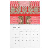 einem Kreuzstich mit roter Grenze Kalender (Feb 2027)