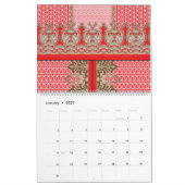 einem Kreuzstich mit roter Grenze Kalender (Jan 2027)