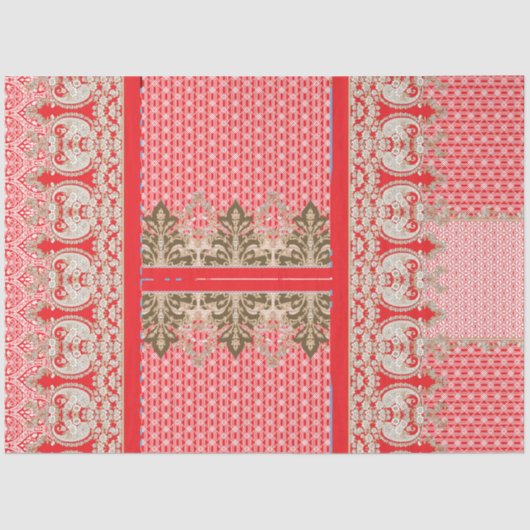 einem Kreuzstich mit roter Grenze Seidenpapier (Vorderseite)