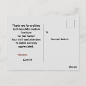 Einem Tischler danken Postkarte (Rückseite)