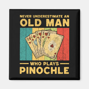 Einen alten Mann, der Pinochle spielt, unterschätz Magnet
