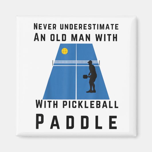 Einen alten Mann mit Pickleball-Schläger unterschä Magnet (Vorne)