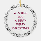 Einen Berry Merry Xmas wünschen | Funny Food Puff Keramik Ornament (Hinten)