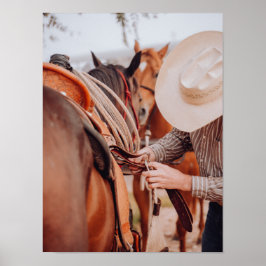 Einen braunen Strohhalm mit einem Cowboy-Hutplakat Poster