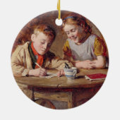 Einen Brief (Öl auf Platte) schreiben Keramikornament (Hinten)