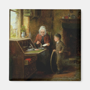 Einen Buchstaben versiegeln, 1890 (Öl auf Platte) Magnet