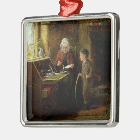 Einen Buchstaben versiegeln, 1890 (Öl auf Platte) Silbernes Ornament (Links)