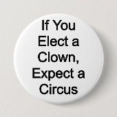 Einen Clown wählen, einen Zirkus erwarten Button (Vorderseite)