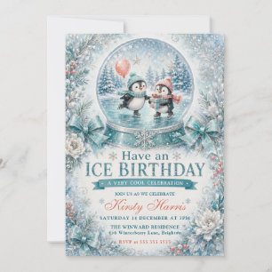 Einen eisigen Geburtstag haben Sehr cooler Winter- Einladung