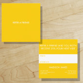 Einen Freund | Dicke, goldgelbe Gelbminimale Quadratische Visitenkarte