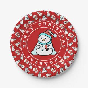 Einen frohen Weihnachten Red Snowman wünschen Pappteller
