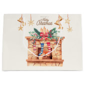 Einen frohen Weihnachtskamin wünschen Große Geschenktüte (Vorderseite)