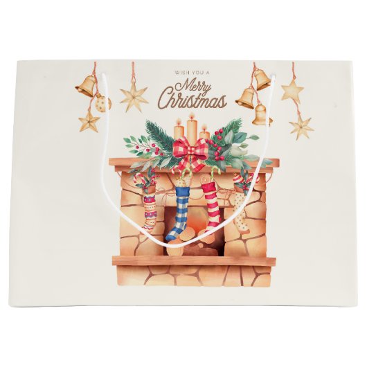 Einen frohen Weihnachtskamin wünschen Große Geschenktüte (Vorderseite)