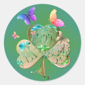 "Einen glücklichen St. Patrick's Day!" Kleeblatt Runder Aufkleber (Vorderseite)