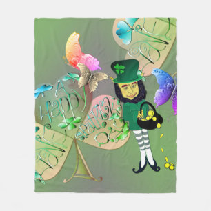 "Einen glücklichen St. Patrick's Day!" Leprechaun Fleecedecke