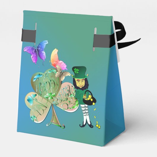 "Einen glücklichen St. Patrick's Day!" Leprechaun Geschenkschachtel (Rückseite)