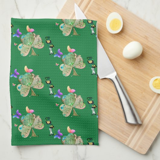 "Einen glücklichen St. Patrick's Day" Leprechaun Geschirrtuch (Viertel Falte)