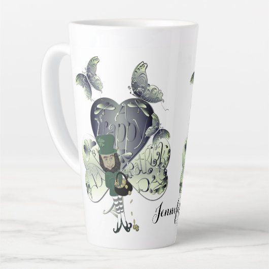 "Einen glücklichen St. Patrick's Day" Leprechaun L Milchtasse (Linke Ecke)