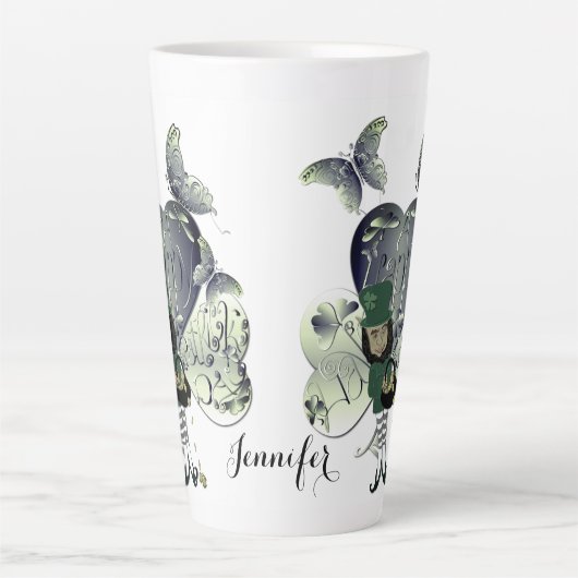 "Einen glücklichen St. Patrick's Day" Leprechaun L Milchtasse (Vorderseite)